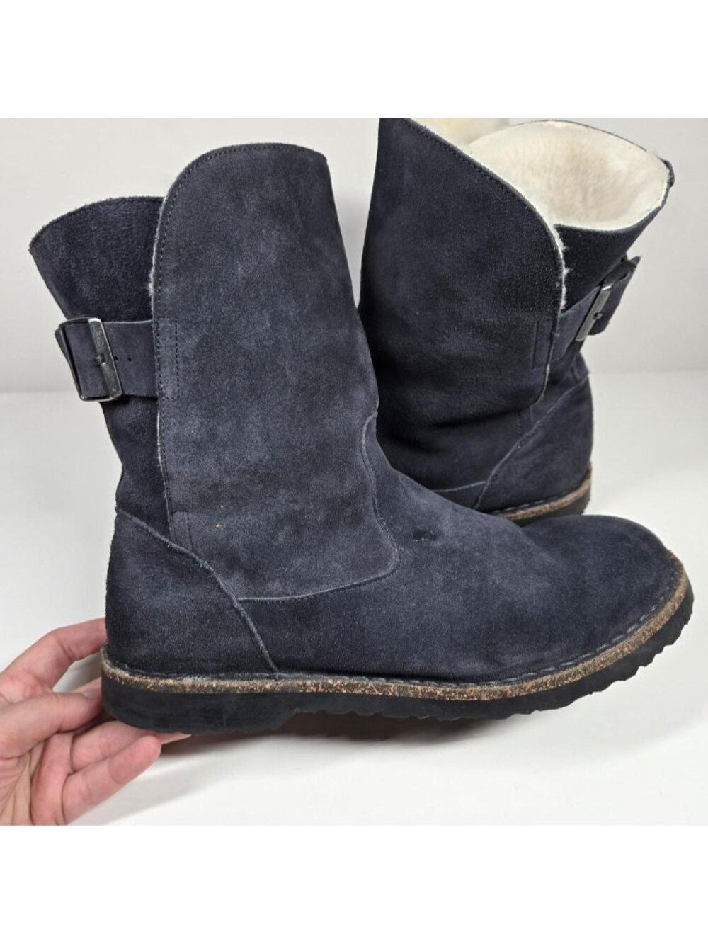 Birkenstock Uppsala gray suede shearling fur lined winter Boots.